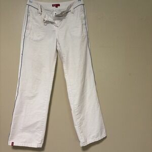 Vintage 90s /early Y2K 2000s white & navy pants ETAM Sports Size Small Stains